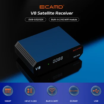 ECAMD V8 Satelitski Sprejemnik DVB-S/S2/S2X, VCM/ACM/multi-stream HEVC glavni 10 profil, AVS+Graditi v 2.4 G WIFI ECAM V8X Nadgradnjo