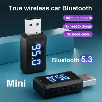 Avto Bluetooth 5.3 FM Oddajnik Sprejemnik Prostoročno Klicanje Mini USB Brezžični vmesnik Auto Audio z LED Zaslon Za Avto FM Radio