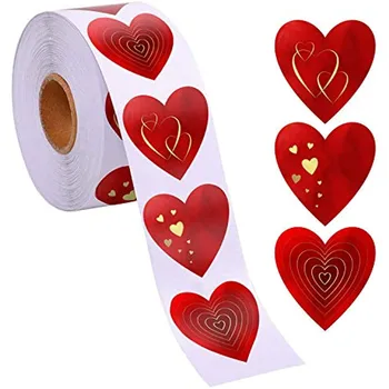 500pcs Srce Oblika Nalepke Valentinovo Papir, Embalažo, Nalepke, Sladkarije Dragees Vrečko Darilo Polje Pakiranje Vrečko Poroko Zaradi Nalepke