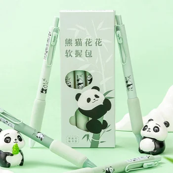 1Box Panda Serije 0,5 MM Gel Peresa Za Študente, Mehka na Dotik Pisanje Pero Črni Ponovno Pisalne Peresa Pisarni Šolske Potrebščine