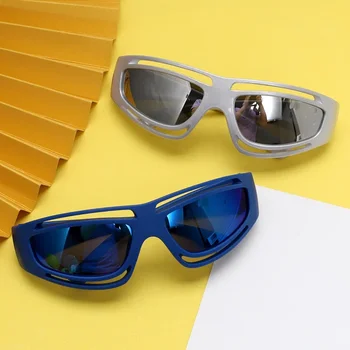 Retro Športna sončna Očala Geometrijske Trend Steampunk Očala Športne Letnik Punk Odtenek sončna Očala UV400 Ženske Moški Očala