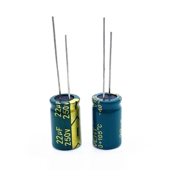 6pcs/veliko visoka frekvenca nizka impedanca 250v 22UF aluminija elektrolitski kondenzator velikost 10*17 22UF 20%
