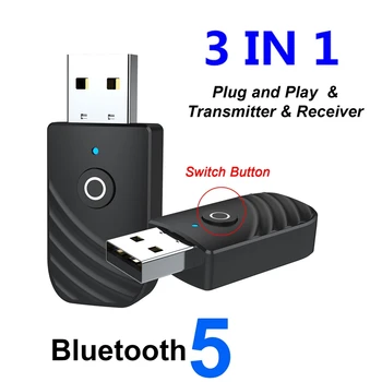 3 V 1, USB, Bluetooth 5.0 Avdio Oddajnik Sprejemnik Adapter Za TV PC Avto 3,5 Mm