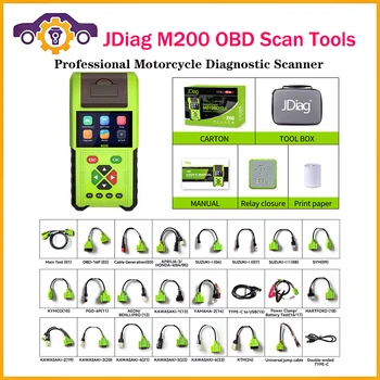 JDiag M200 Motocikel Diagnostični Optičnega OBD2 Scan Orodje Kodo Bralnik S Tiskalnikom Rele, WIFI, Intelligent Dual Sistem Morto Tester