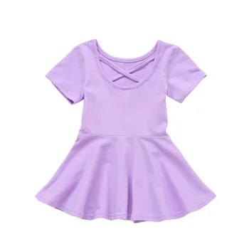 Baby Toddler Dekle Kratek Sleeve Solid Color Priložnostne Obleko Poletje, Dekleta Obleke Najnovejši