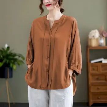 Bombaž Perilo Bluze Za Ženske Nišo Vrvico Design Prevelike Majice Priložnostne Svoboden Long Sleeve Majica 2023 Poletje Trend Tanko Bluzo