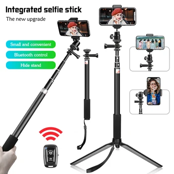 158 cm Prenosni Telefon Selfie Stojalo 1/4 Glava Vijaka Prilagodljiv Selfie Stojalo Stojalo Z Bluetooth Remote Control & Nosilec Za Telefon