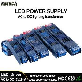 AC DC 12V 24V LED Napajanje Izklop Razsvetljave Transformatorji 60 W 100W 150W 200W 300W 400W 500w Lučka LED Driver Power Adapter