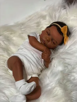 19 palca Že Pobarvane Prerojeni Spalna Romy v Temno Kožo Veren Baby Doll Soft Touch 3D Kože Strani-Koren Las Bebe Lutke, ki so Prerojeni