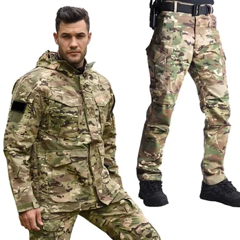 M65 Taktično Jopiči Človek Kapuco Vojske ZDA Camo Hlače Vojaško Uniformo Moški Windbreaker Bojne Obleke Outwear Airsoft Lovska Oblačila