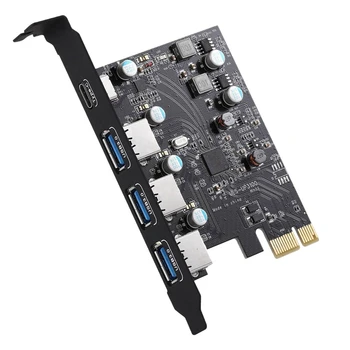 5X PCI-E, Da USB3.0+Tip C Širitev Kartico (Pcie Card)3 Vrata S Superspeed USB 3.0 PCI Razširitveno Kartico Za Windows, MAC