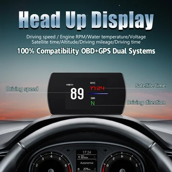 GEYIREN T812 Head Up Display Avto je HUD, OBD2+GPS Dvojni Sistem Merilniki Prikaz Temperature Vode Poraba Goriva, potovalni Računalnik