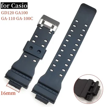 16 mm Smole Trak za Casio GD120 GA100 SS-110 SS-100C Silikonsko Zapestnico Zamenjava Črni Šport Nepremočljiva Watchband Dodatki