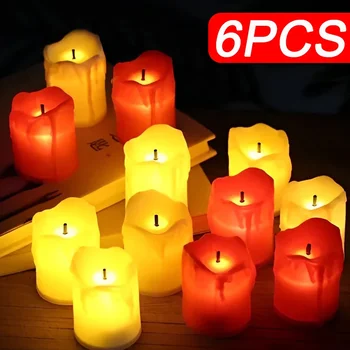 1/6PCS Brezplamensko LED Sveče Baterija Upravlja Črno Jedro Čaj Luči, Poroka, Rojstni Dom Dekor Elektronski Ponaredek Sveče