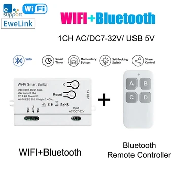 Wifi Smart Stikalo Ewelink DIY Števec+Daljinski 1CH 7-32V 2.4 G Wifi Plastike Za Alexa googlova Domača stran IFTT