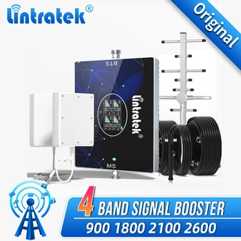 Štiri-band mobilnega Signala Ojačevalnika Mobilni Telefon 850 900 1800 2100 Mobilnega Signala Booster 2G 3G 4G LTE Repetitor, 2-način Antena Kit