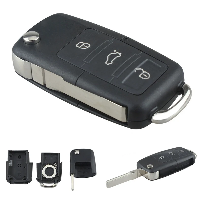 Črna 4 Gumbi Smart Remote, Zamenjava Ključnih Primeru Ne Čip z Nerezane Avto Flip Tipko za Volkswagen B5 Passat Priročno Orodje